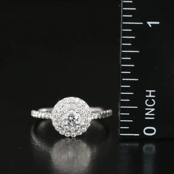 Tiffany & Co. Platinum Soleste Double Halo Diamond Ring - Picture 9 of 12